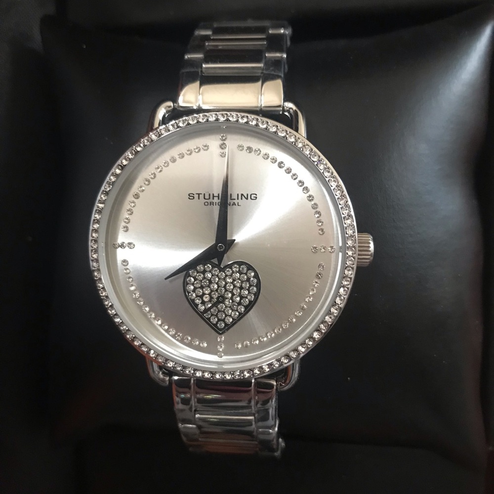 New Stuhrling Valentina Black Crystal  Watch